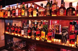 View of many bottle of liquor showing the need for Dram Shop Insurance. 