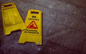 Caution signs are essential to accident prevention in the workplace. 